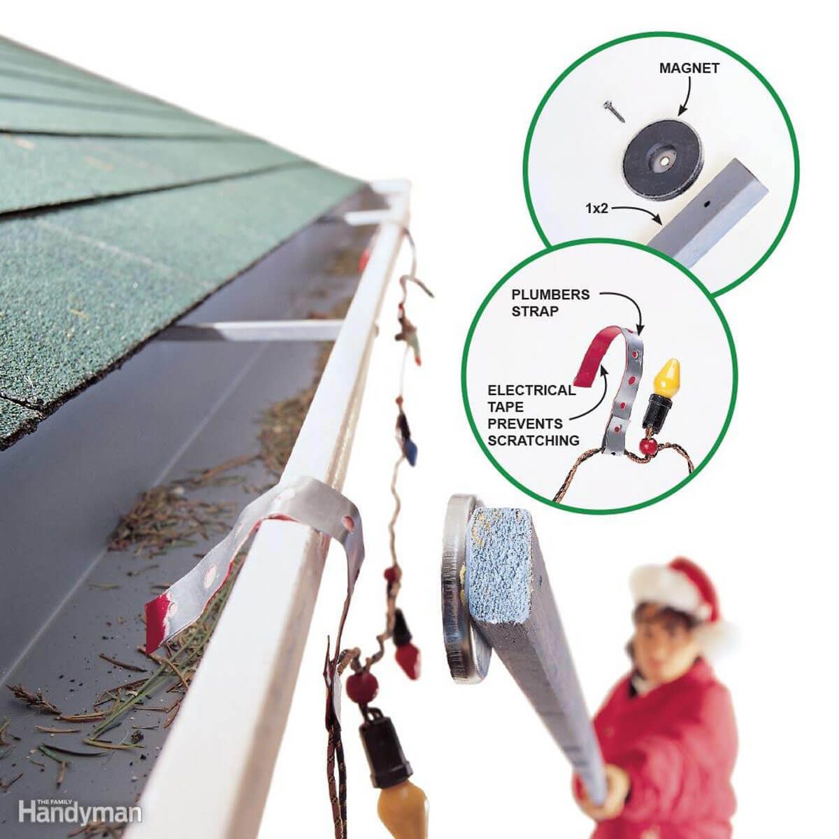 Hang Holiday Lights from Gutters