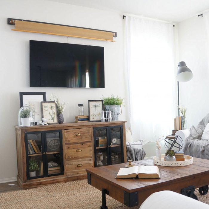 tv behind map