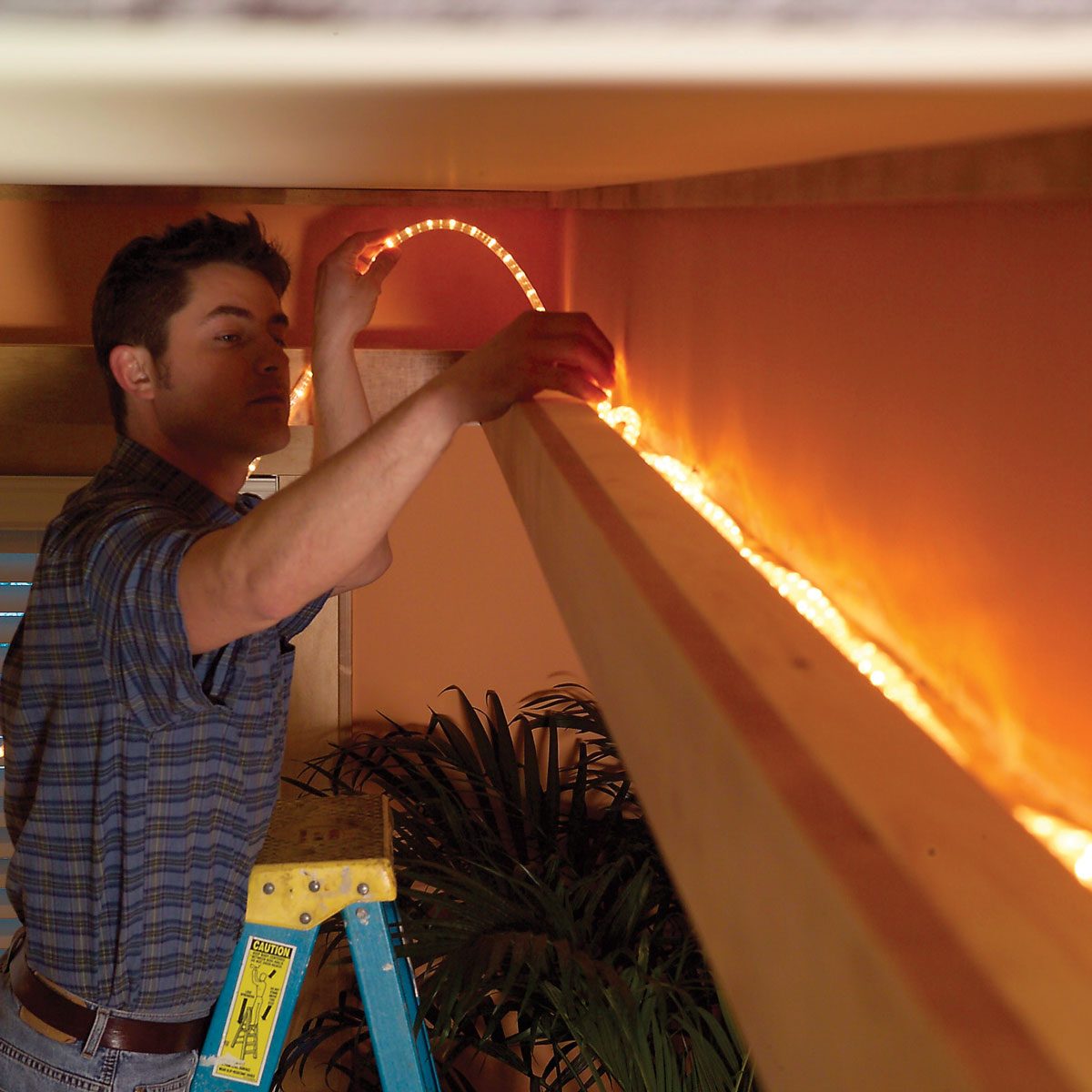 Lay the rope lights soffit lights