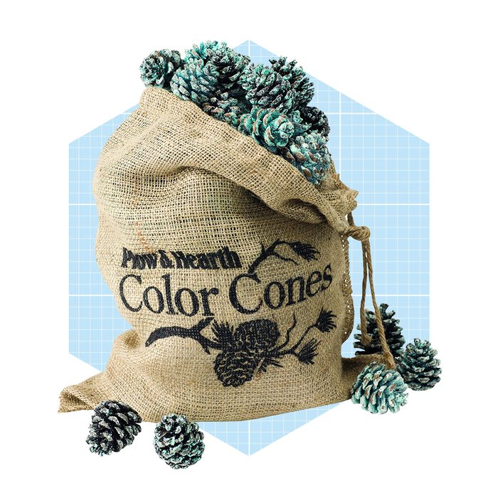 A burlap sack, labeled 