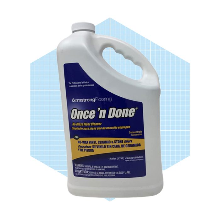 A large bottle of floor cleaner is displayed, labeled 