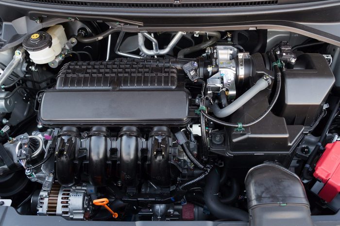 Close up detail of new car engine