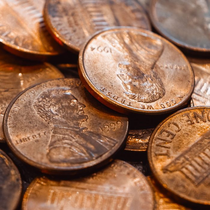 Close Up of a Pile of Old, Used U.S. Pennies